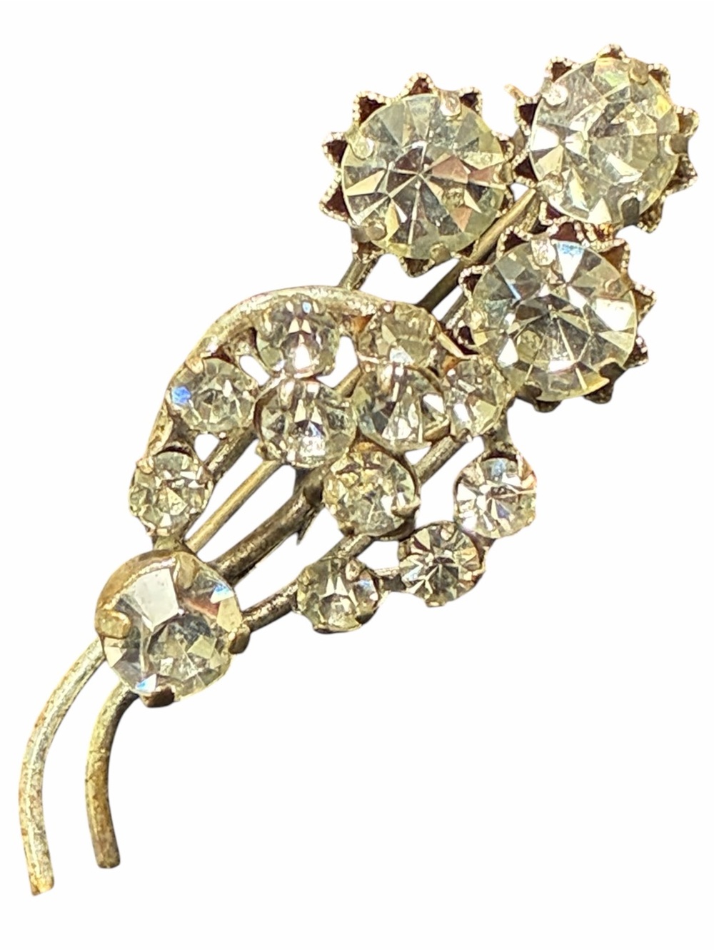 Vintage Clear Crystal Silver-Tone Brooch - Elegant Women Jewelry